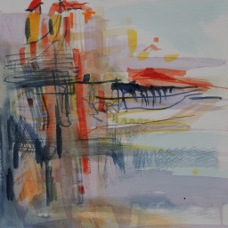 Riviera sunrise memory, watercolour, 32x24, $300